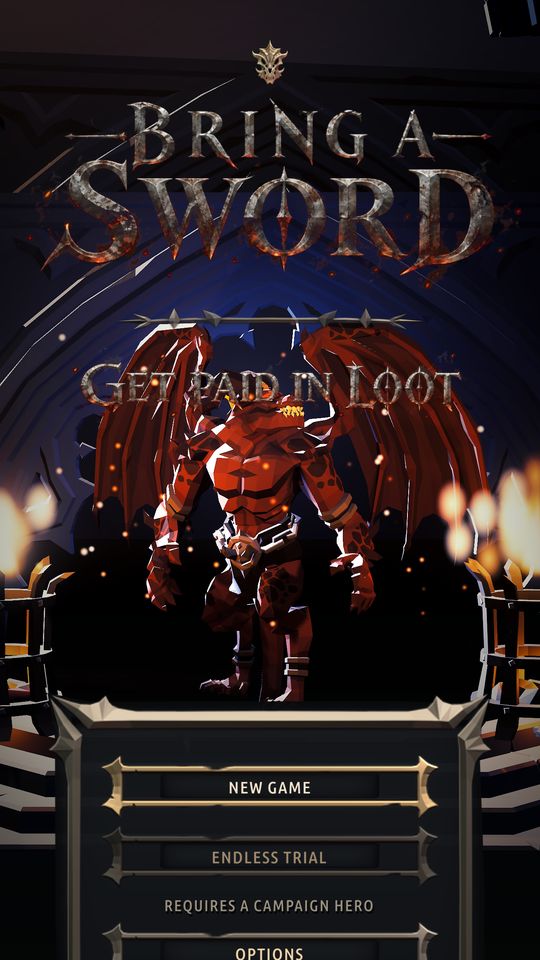 Title screen: Bring a Sword, Get paid in loot